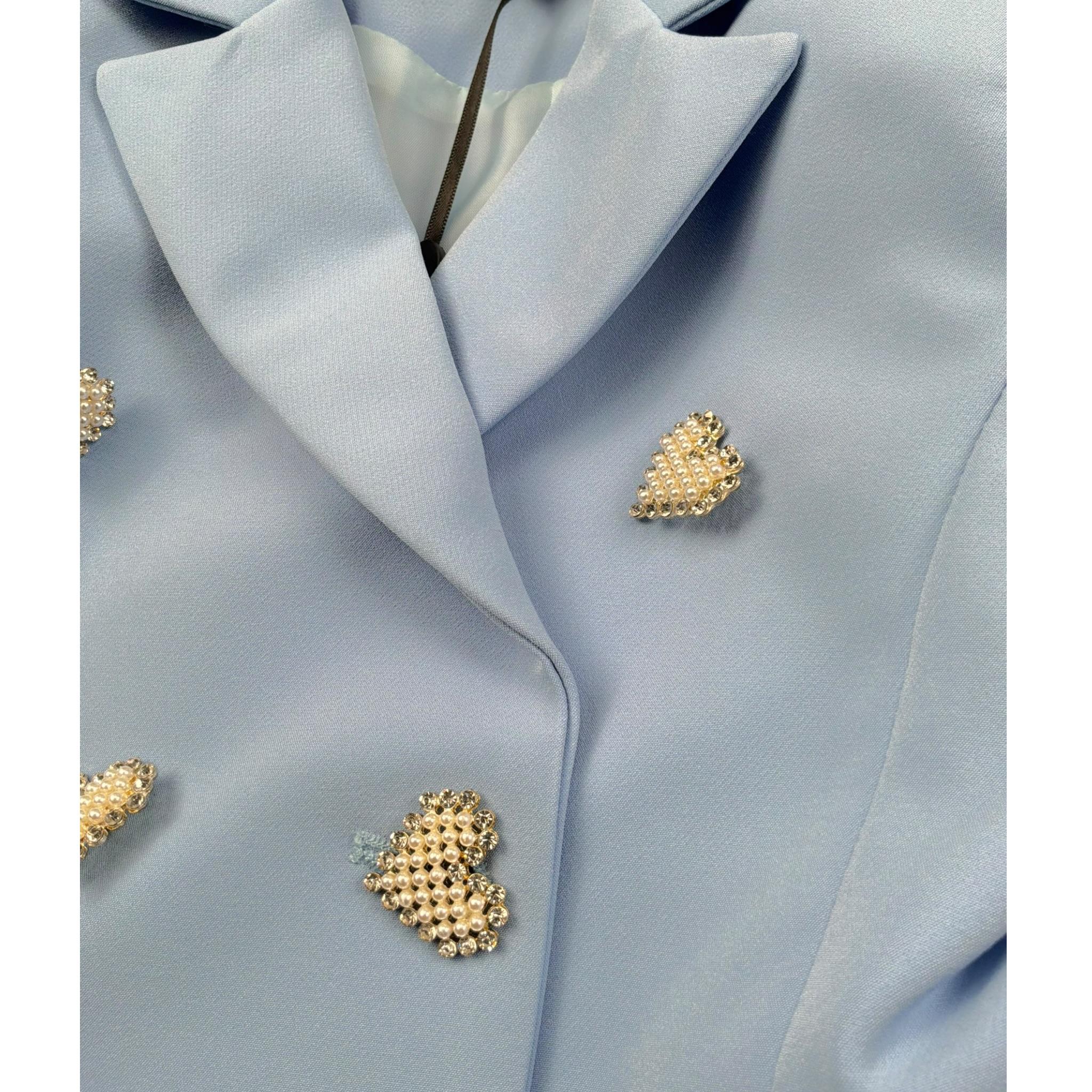 Fun & Fun Giacca Tinta Unita con Applicazioni per Bambina BJK16411 AZZURRO FUN & FUN 