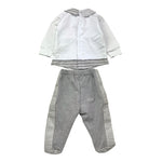 La Sartoria Dei Piccoli Completo 2 Pezzi Shirt-Ghettina Bicolore con Fantasia A Righe per Neonato LS913 BIANCO/GRIGIO LA SARTORIA DEI PICCOLI 