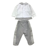 La Sartoria Dei Piccoli Completo 2 Pezzi Shirt-Ghettina Bicolore con Fantasia A Righe per Neonato LS913 BIANCO/GRIGIO LA SARTORIA DEI PICCOLI 