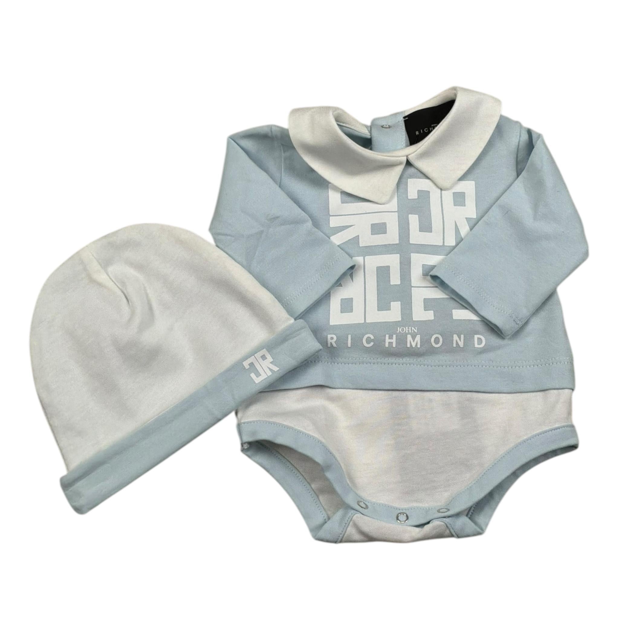 John Richmond Body Manica Lunga Tinta Unita con Cappello per Neonato RLP26002TU AZZURRO JOHN RICHMOND 