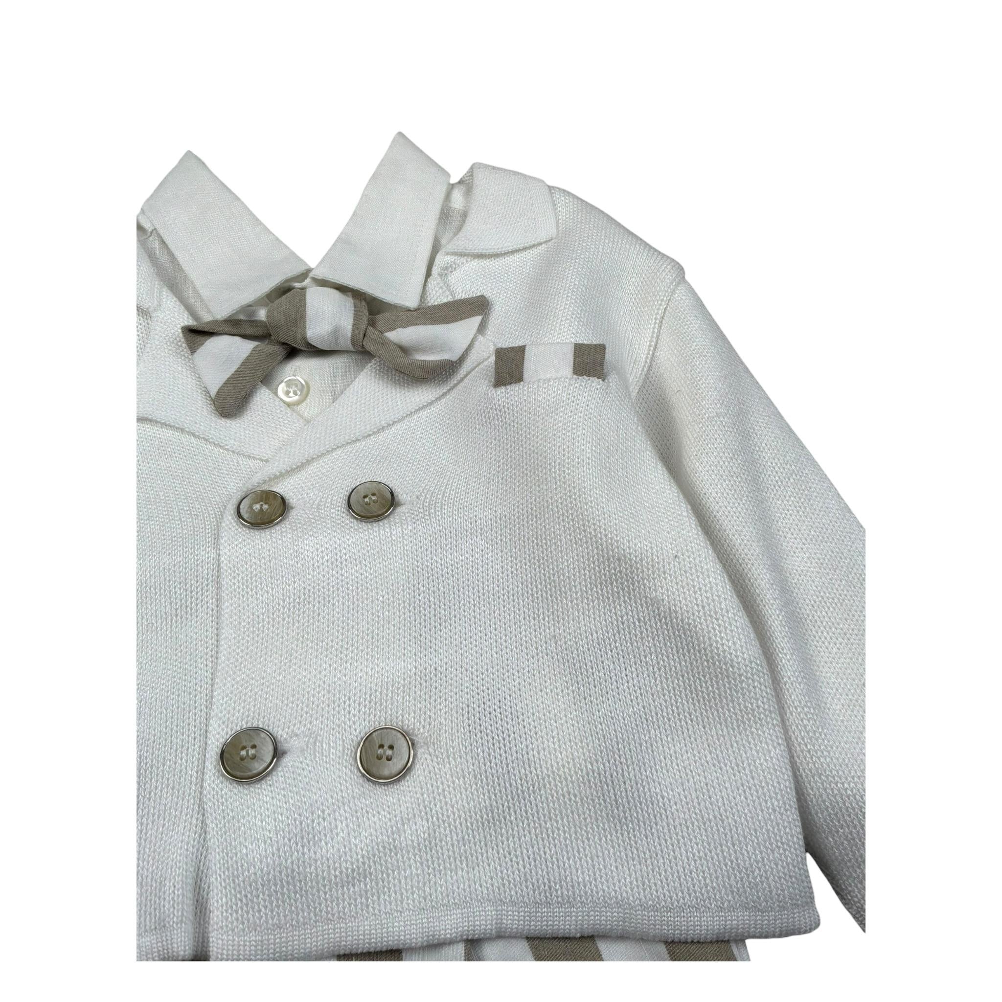 Marlu' Completo 4 Pezzi Cardigan-Camicia-Papillin-Pantalone per Neonato EF6661 PANNA MARLU' 