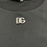 Dolce & Gabbana T-Shirt Girocollo Tinta Unita con Logo per Bambina L5JTKT NERO DOLCE & GABBANA 