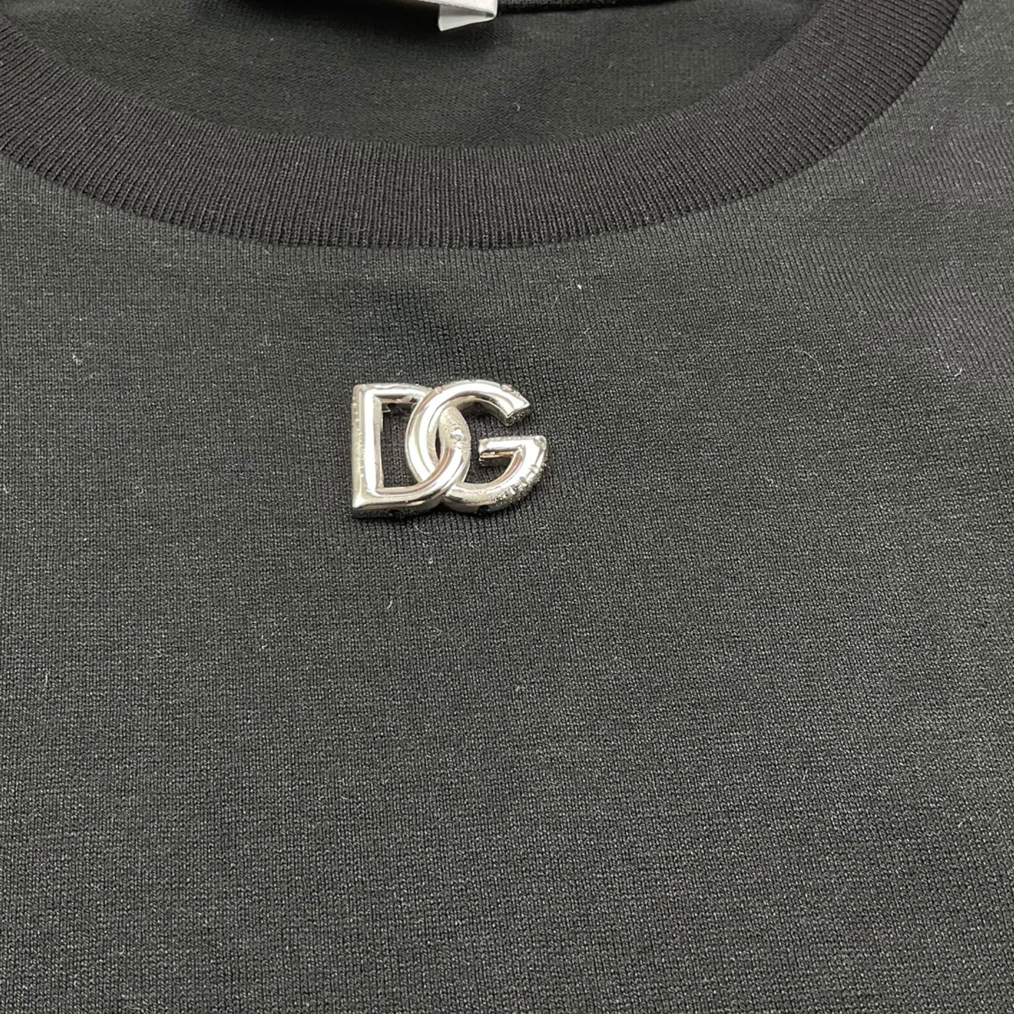 Dolce & Gabbana T-Shirt Girocollo Tinta Unita con Logo per Bambina L5JTKT NERO DOLCE & GABBANA 