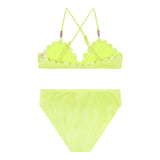 Billieblush Costume 2 Pezzi Tinta Unita Triangolo-Slip Giallo Fluo Per Bambina