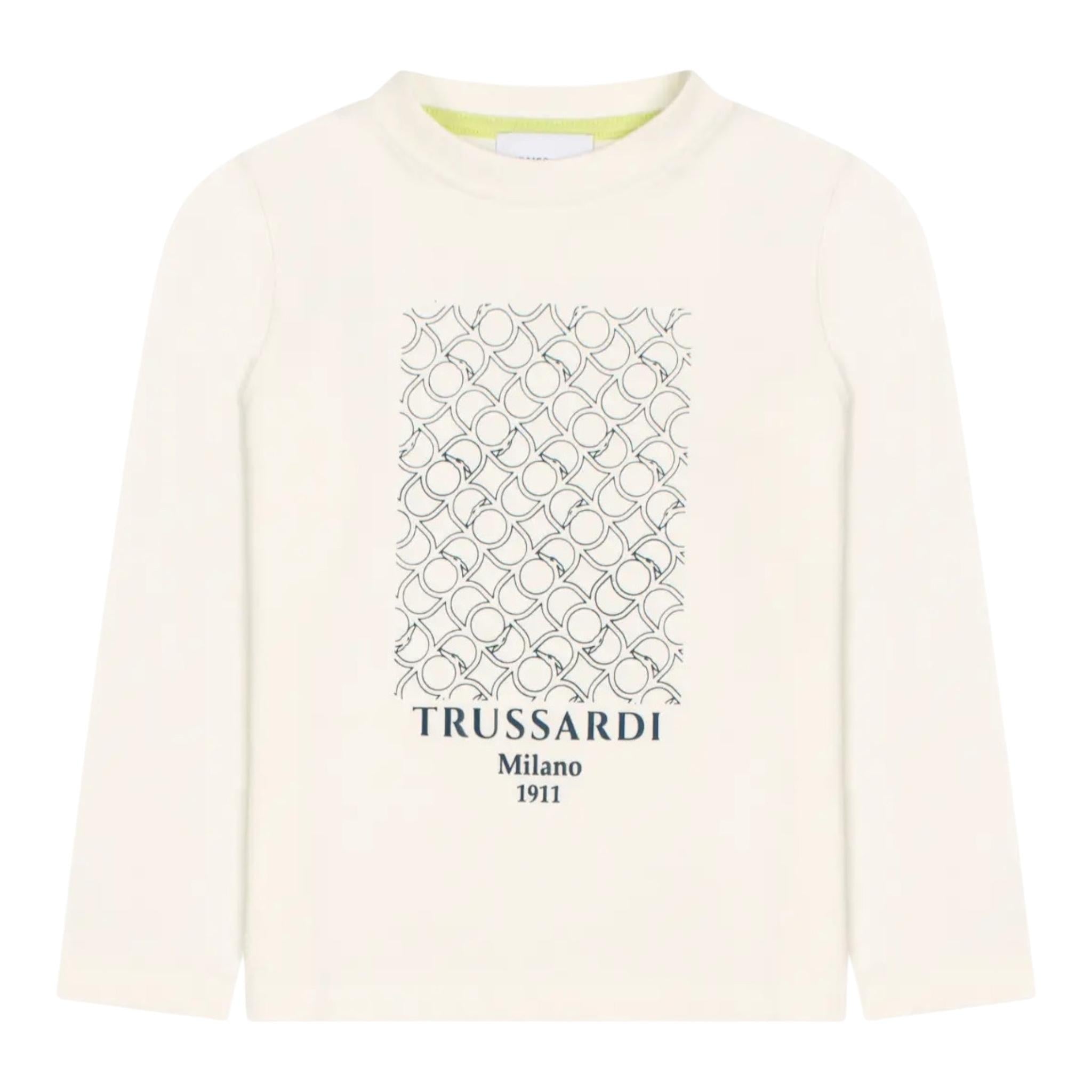 TRUSSARDI shirt girocollo tinta unita con stampa Bianco per Neonato TIA24O25TS BIANCO TRUSSARDI 
