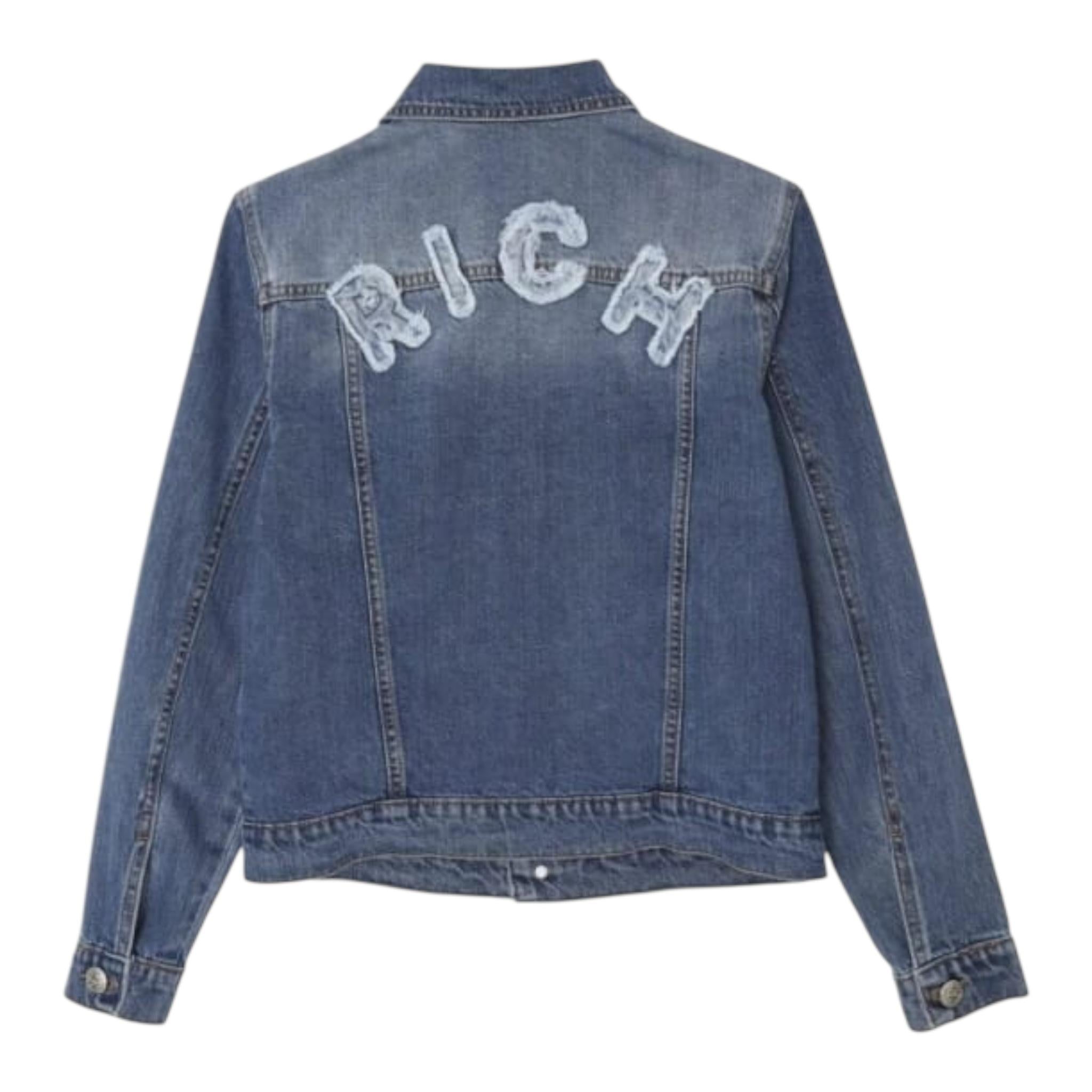 John Richmond Giubbino In Denim Tinta Unita con Stampa per Bambino RBP25156GB BLU JOHN RICHMOND 