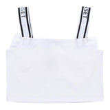 Twinset Top Tinta Unita Con Fiocco E Bretelline Logate Bianco Per Bambina