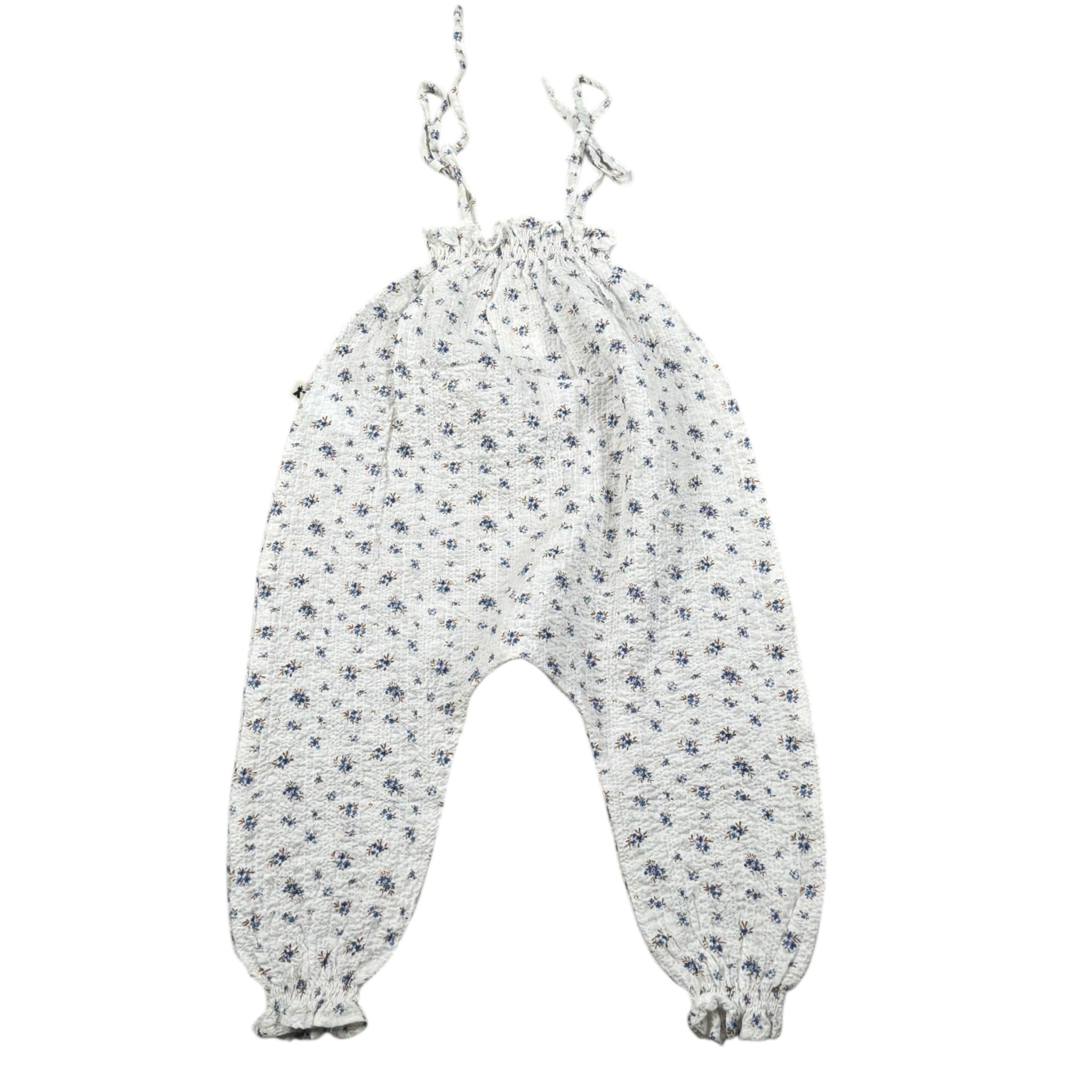 Petit Indi Tuta Intera Tinta Unita con Stampa Fiori per Neonata SS25B1235 BIANCO PETIT INDI 