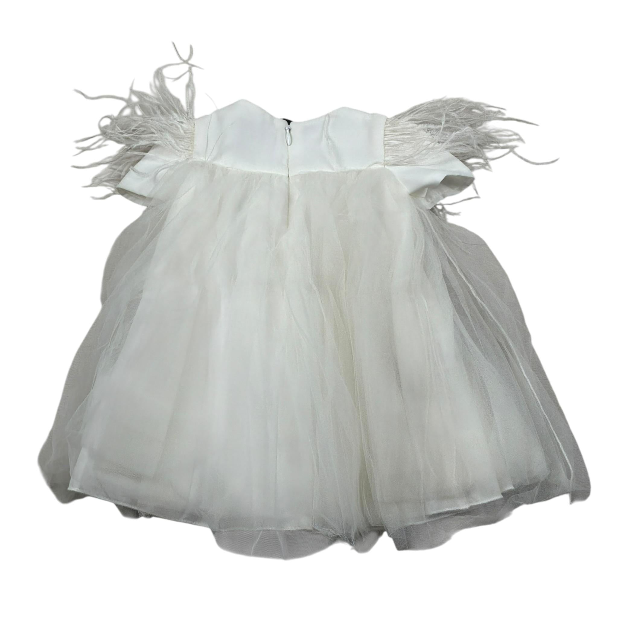 Nunzia Corinna Abito Giromanica tinta unita con Tulle Bianco per Neonata NB2013742 BIANCO NUNZIA CORINNA 
