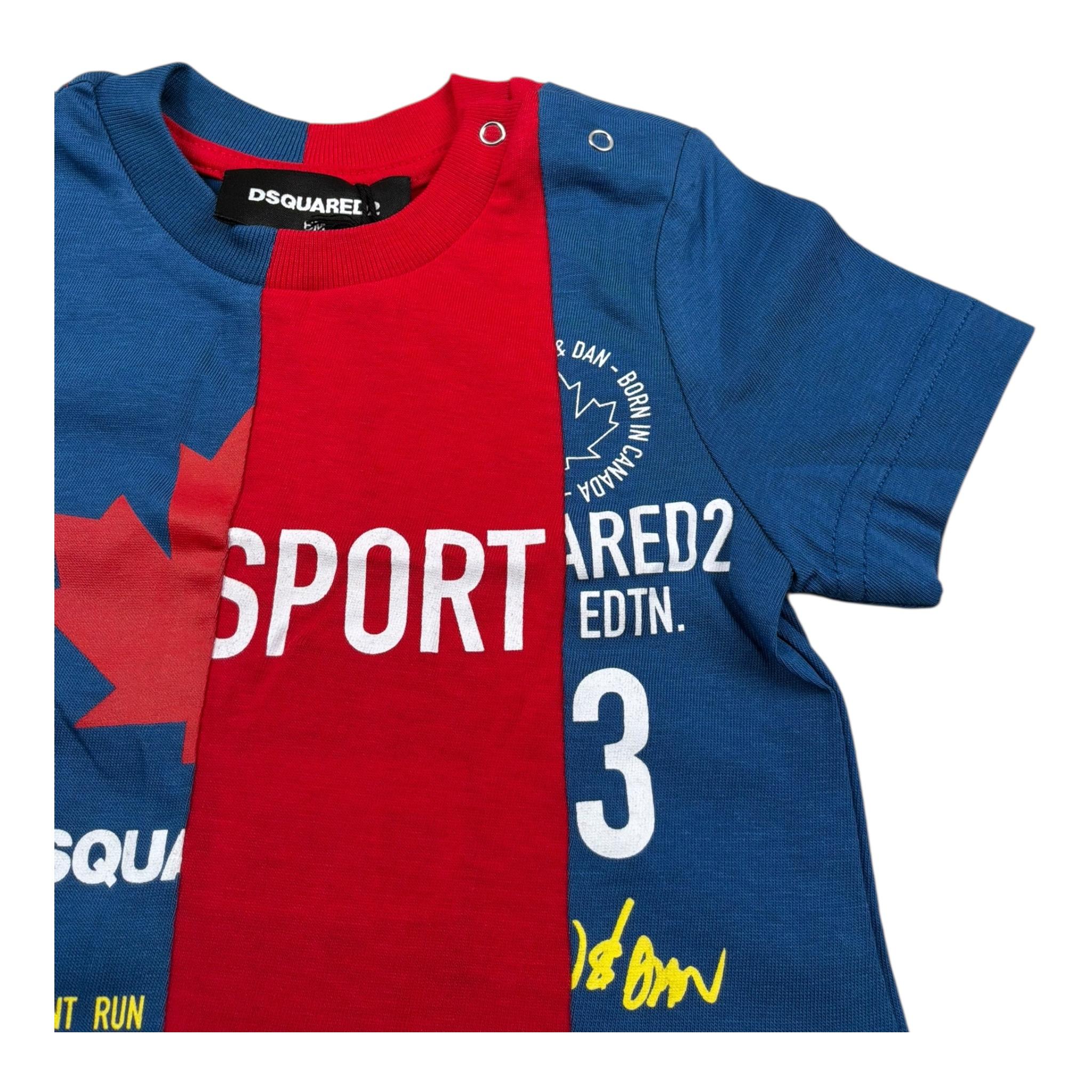 Dsquared2 T-Shirt Girocollo Tinta Unita con Stampa per Neonato DQ0032 BLU DSQUARED2 