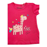 Losan T-Shirt Girocollo Tinta Unita con Stampa In Contrasto Rosa per Neonata