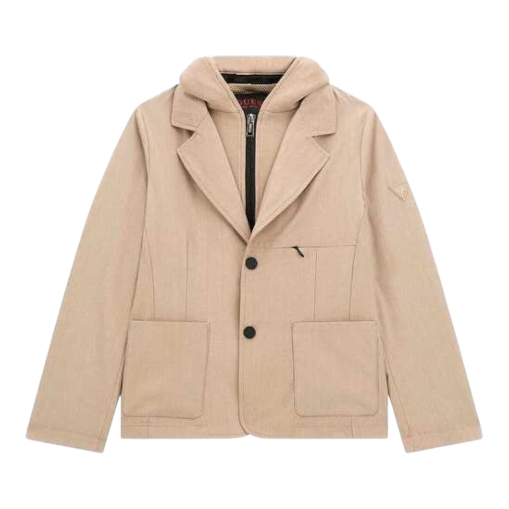 Guess Giacca Tinta Unita con Cappuccio per Bambino L4RL03WFK BEIGE GUESS 