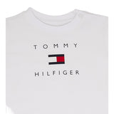 Tommy Hilfiger T-Shirt Girocollo Tinta Unita con Logo per Neonata KN0KN01429 BIANCO TOMMY HILFIGER 