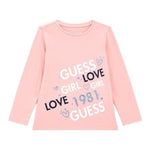 GUESS shirt girocollo tinta unita ocn logo Rosa per Neonata K4YI27K6YW4X ROSA GUESS 