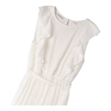 Sarabanda Tuta Intera Giromanica con Balze Tinta Unita per Bambina 0B497 BIANCO SARABANDA 