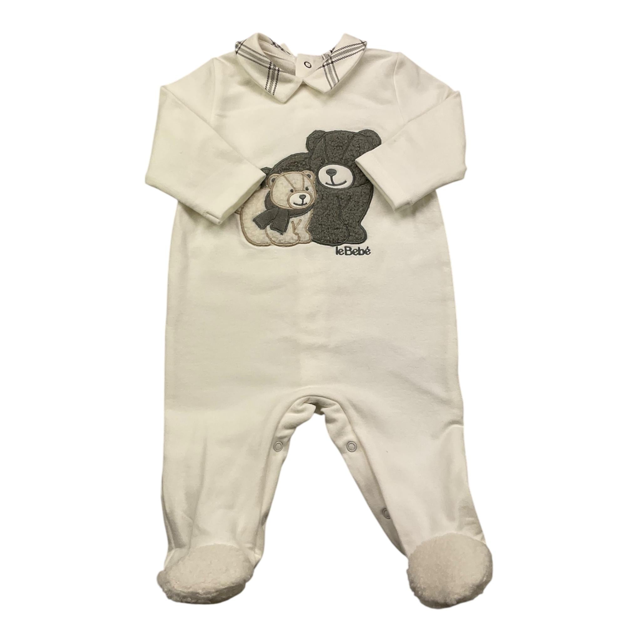 LE BEBE' tutina manica lunga tinta unita cn orsi Panna per Neonato LBB5084 PANNA LE BEBE' 