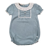 Paz Rodriguez Pagliaccetto Mezza Manica Tinta Unita con Ricami per Neonata 005121703 AZZURRO PAZ RODRIGUEZ 