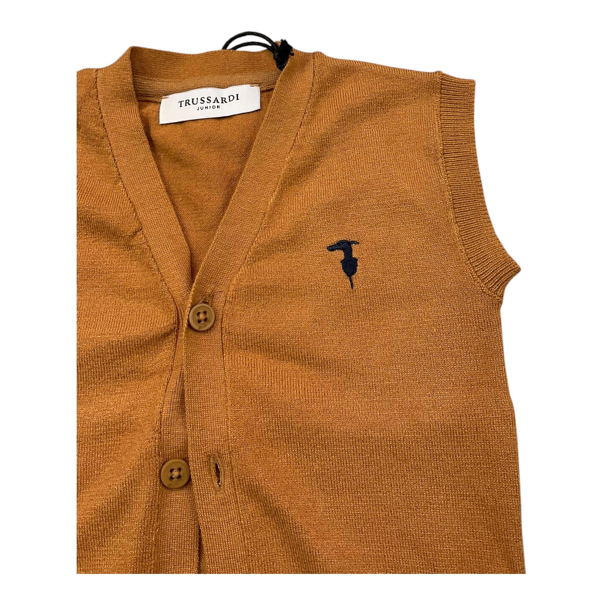 TRUSSARDI gilet tinta unita scollo a v Cammello per Neonato TIA25027 CAMMELLO TRUSSARDI 