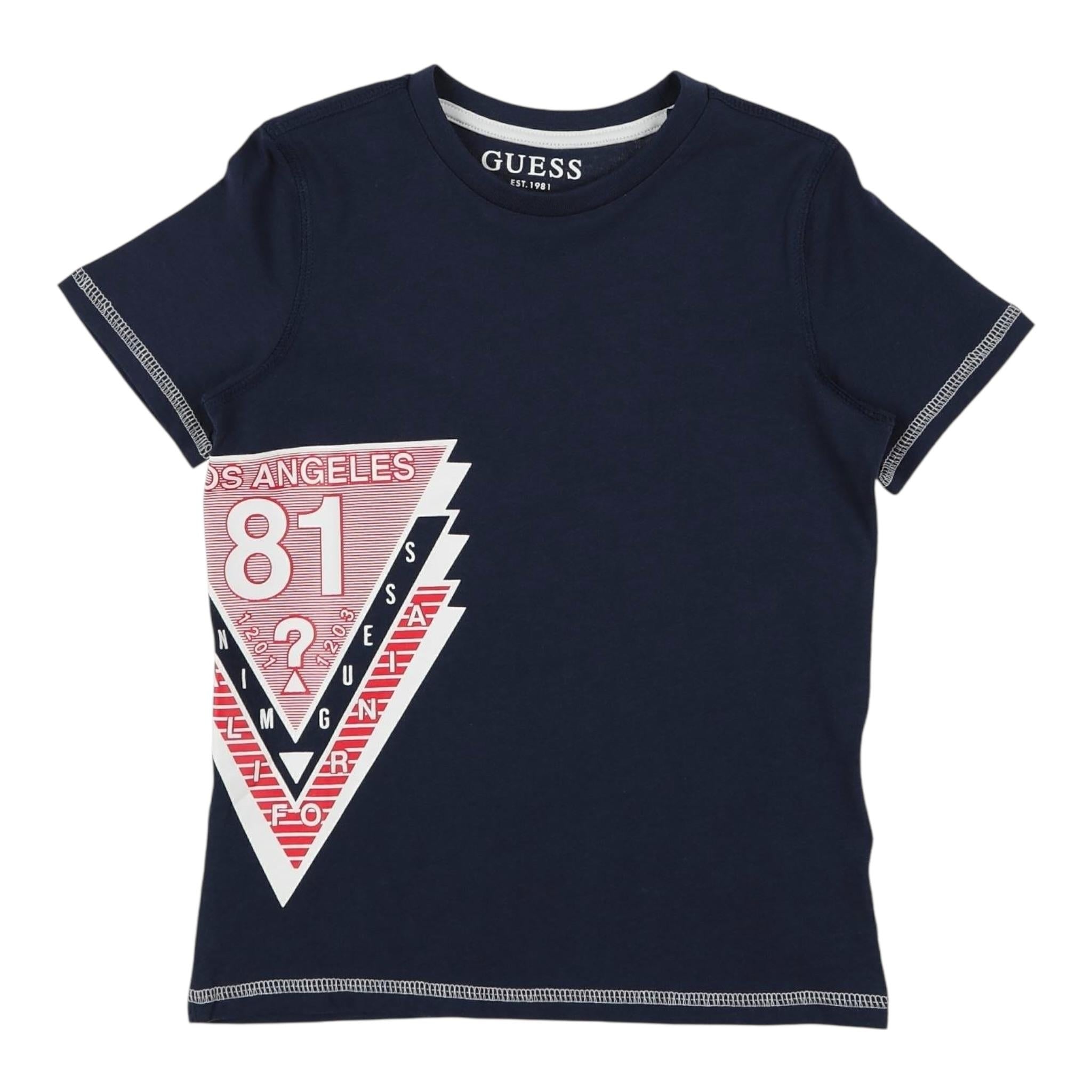 Guess T-Shirt Girocollo Tinta Unita con Stampa per Neonato N1RI16AK8HM0 BLU GUESS 