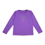 LIU JO shirt girocollo tinta unita con stampa e applicazioni Viola per Bambina GF4093 VIOLA LIU JO 