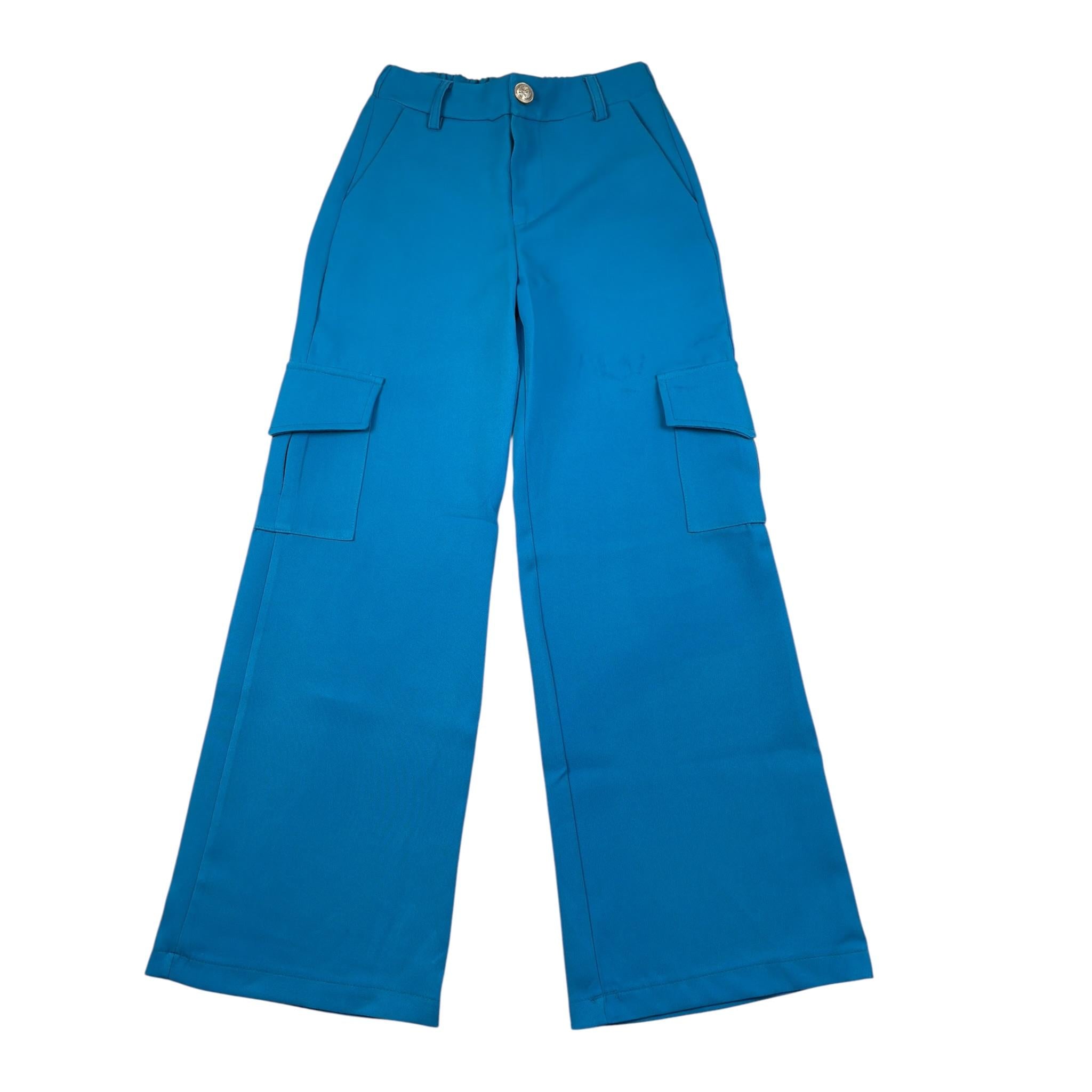 J'Aime' Pantalone tinta unita Modello Palazzo Azzurro per Bambina 5169G AZZURRO J'AIME' 