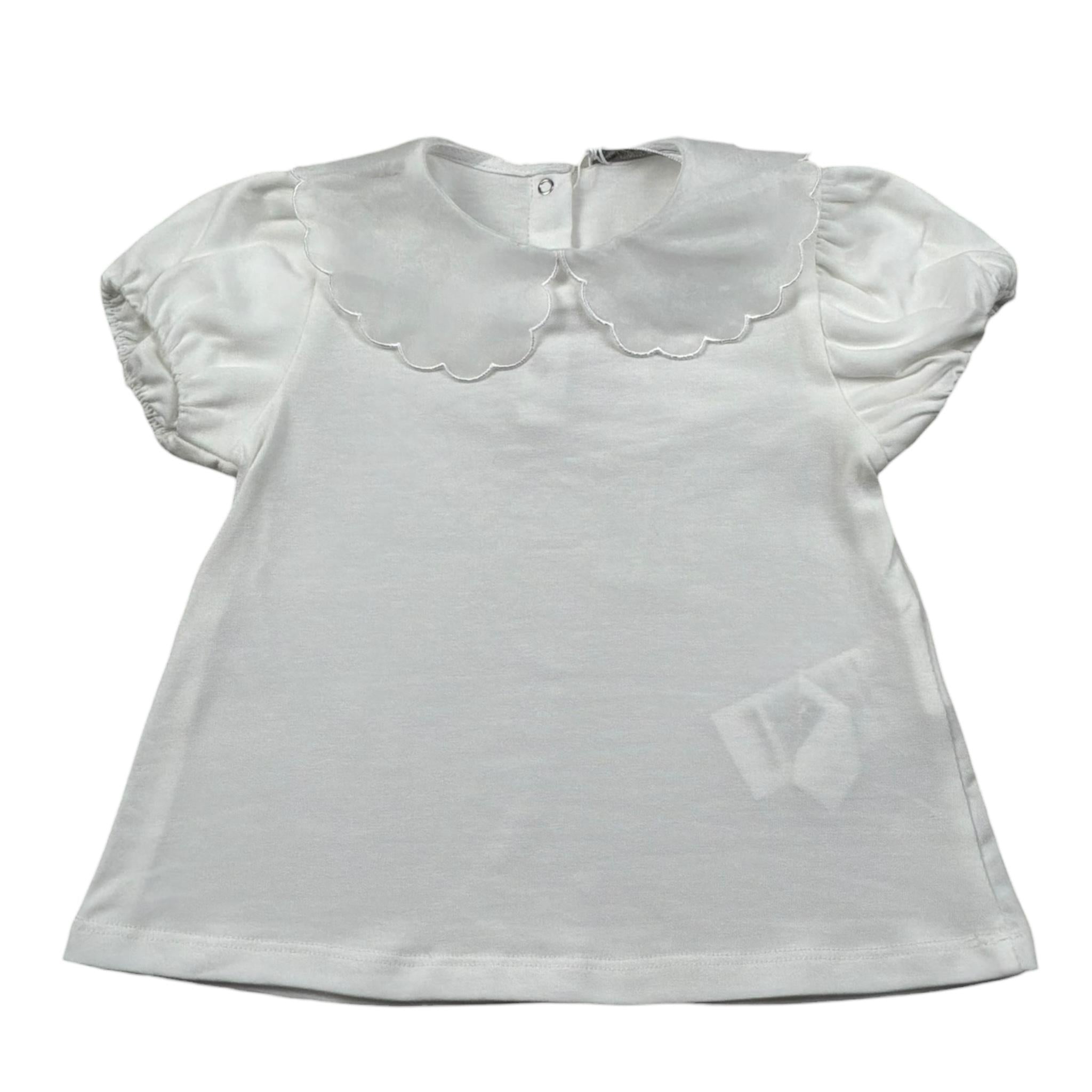 M+E' T-Shirt Tinta Unita con Colletto per Bambina UE1773X BIANCO M+E' 