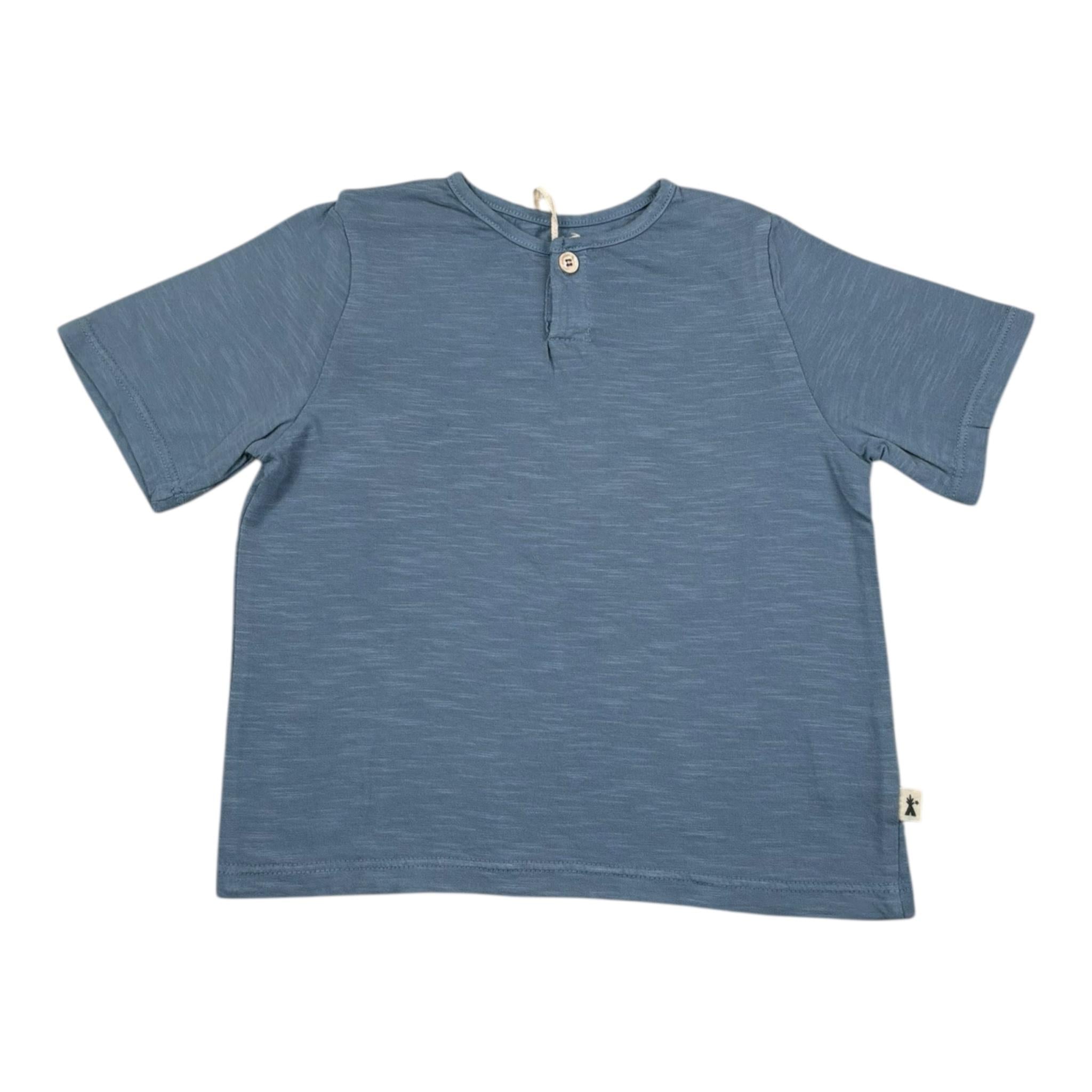 Petit Indi T-Shirt Tinta Unita con Bottone per Bambino SS25BK7655J BLU PETIT INDI 