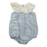 La Stupenderia Pagliaccetto Tinta Unita con Colletto per Neonata TBPG50 AZZURRO LA STUPENDERIA 