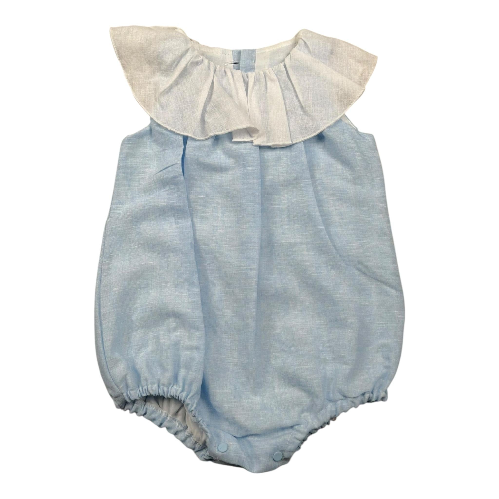 La Stupenderia Pagliaccetto Tinta Unita con Colletto per Neonata TBPG50 AZZURRO LA STUPENDERIA 