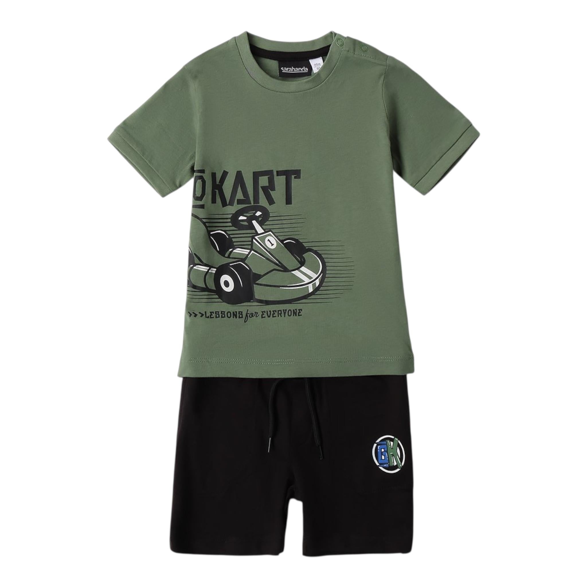 Sarabanda Completo 2 Pezzi T-Shirt-Bermuda Bicolore per Bambino 0B102J NERO/VERDE SARABANDA 