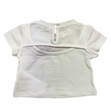 M+E' T-Shirt Girocollo Tinta Unita con Stampa In Contrasto Bianco per Neonata