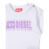 Diesel T-Shirt Girocollo tinta unita con Logo Bianco per Neonata K00569A BIANCO DIESEL 