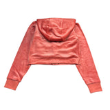 Juicy Couture Felpa Tinta Unita In Velluto con Zip E Cappuccio per Bambina JBX6500 ARANCIONE JUICY COUTURE 