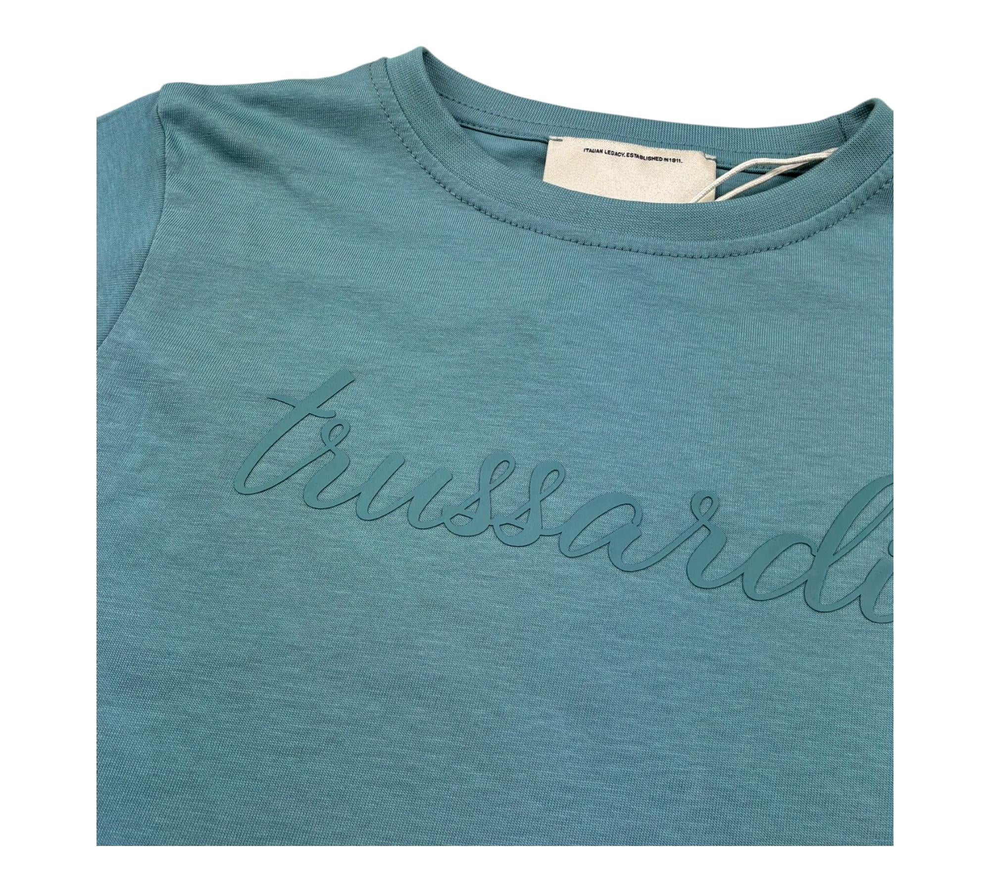 Trussardi T-Shirt Girocollo Tinta Unita con Logo per Bambina TGP26001TS VERDE TRUSSARDI 