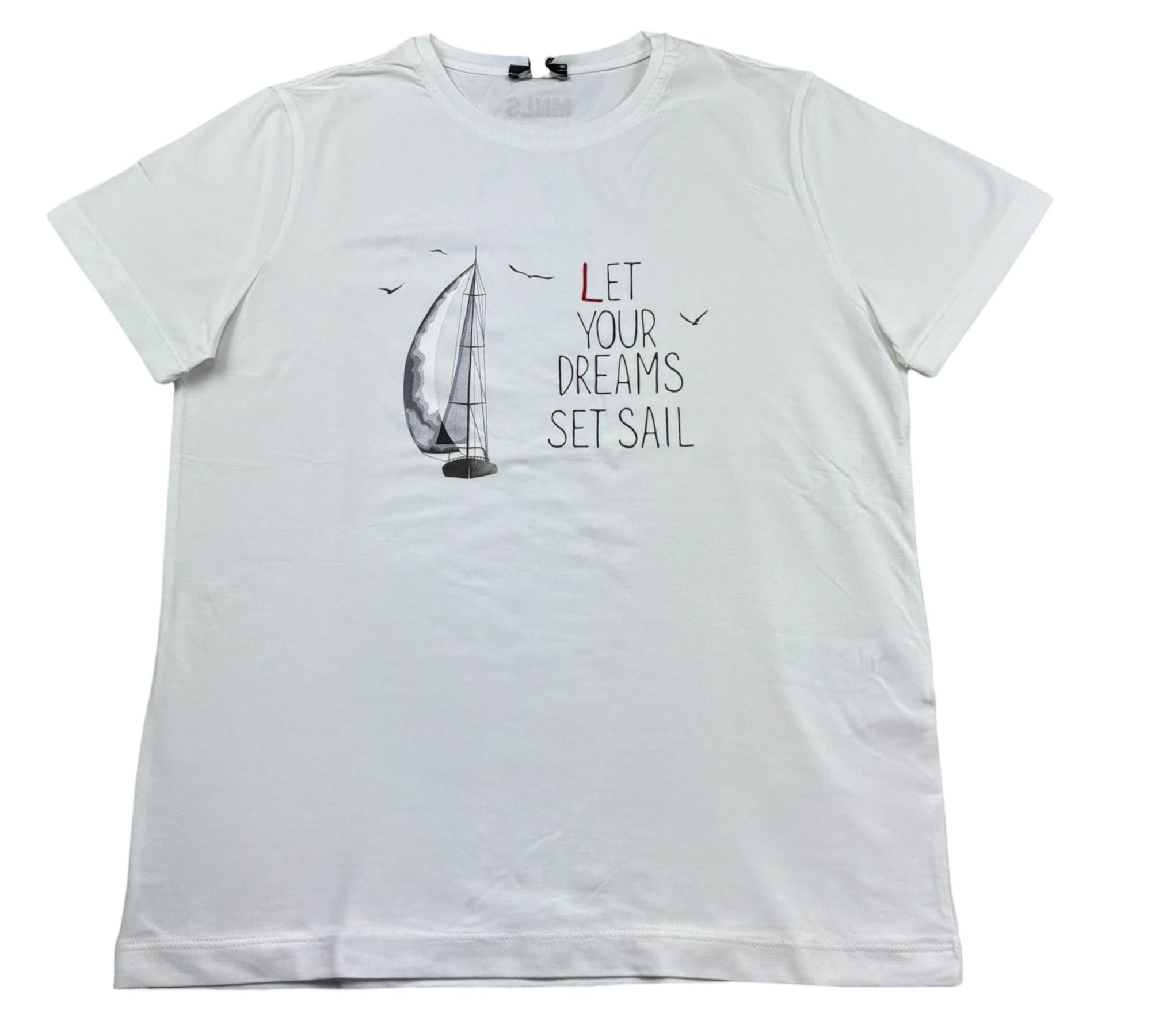 Monnalisa T-Shirt Girocollo Tinta Unita con Stampa per Bambino 255602 BIANCO MONNALISA 