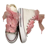 Quickas Sneakers Bicolore con Lacci e Applicazioni Bianco/Rosa per Bambina