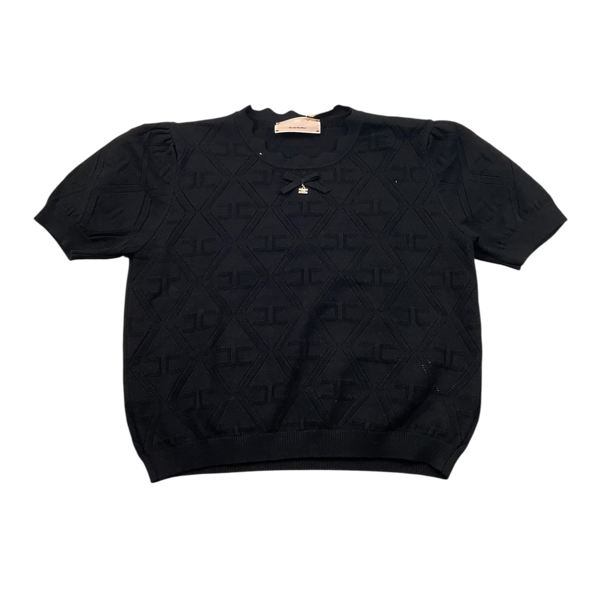 Elisabetta Franchi T-Shirt Girocollo In Filo con Trafori per Bambina EFMA159 NERO ELISABETTA FRANCHI 