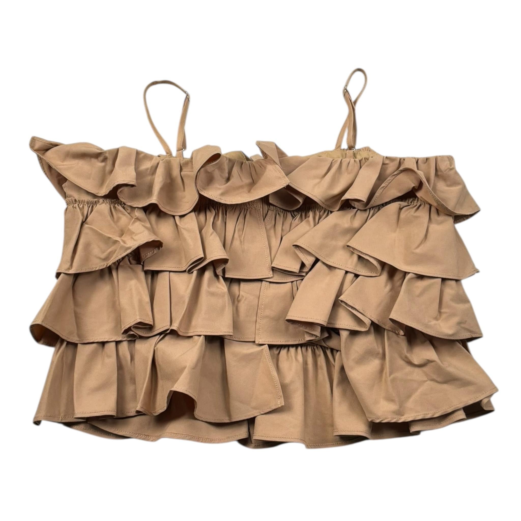 Fun & Fun Top Tinta Unita con Balze per Bambina FNJTP17097 BEIGE FUN & FUN 