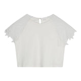 Chloe' T-Shirt Girocollo Tinta Unita Con Trafori Bianco Per Bambina