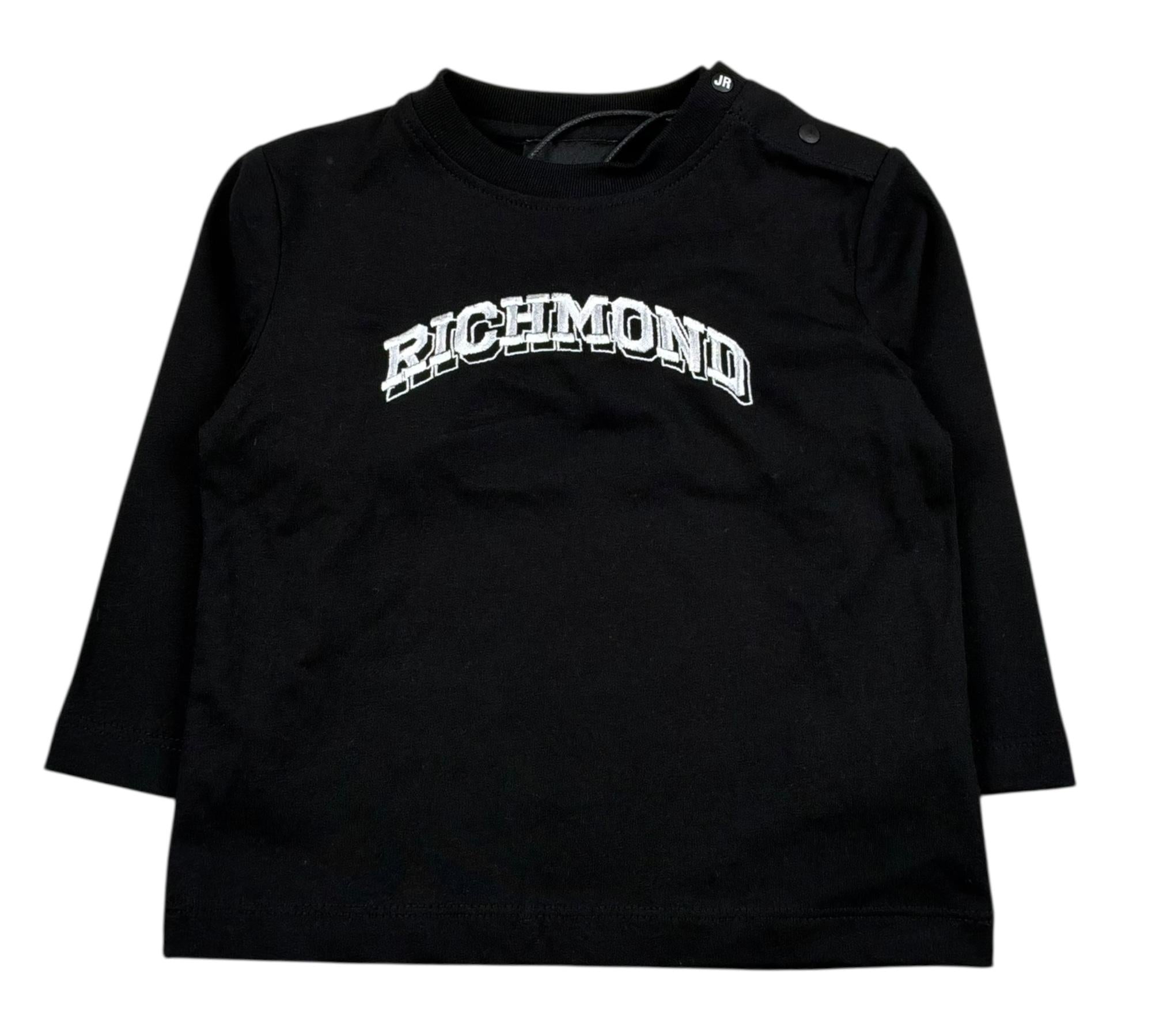 John Richmond Shirt Girocollo Tinta Unita con Stampa per Neonato RIP26130TS NERO JOHN RICHMOND 