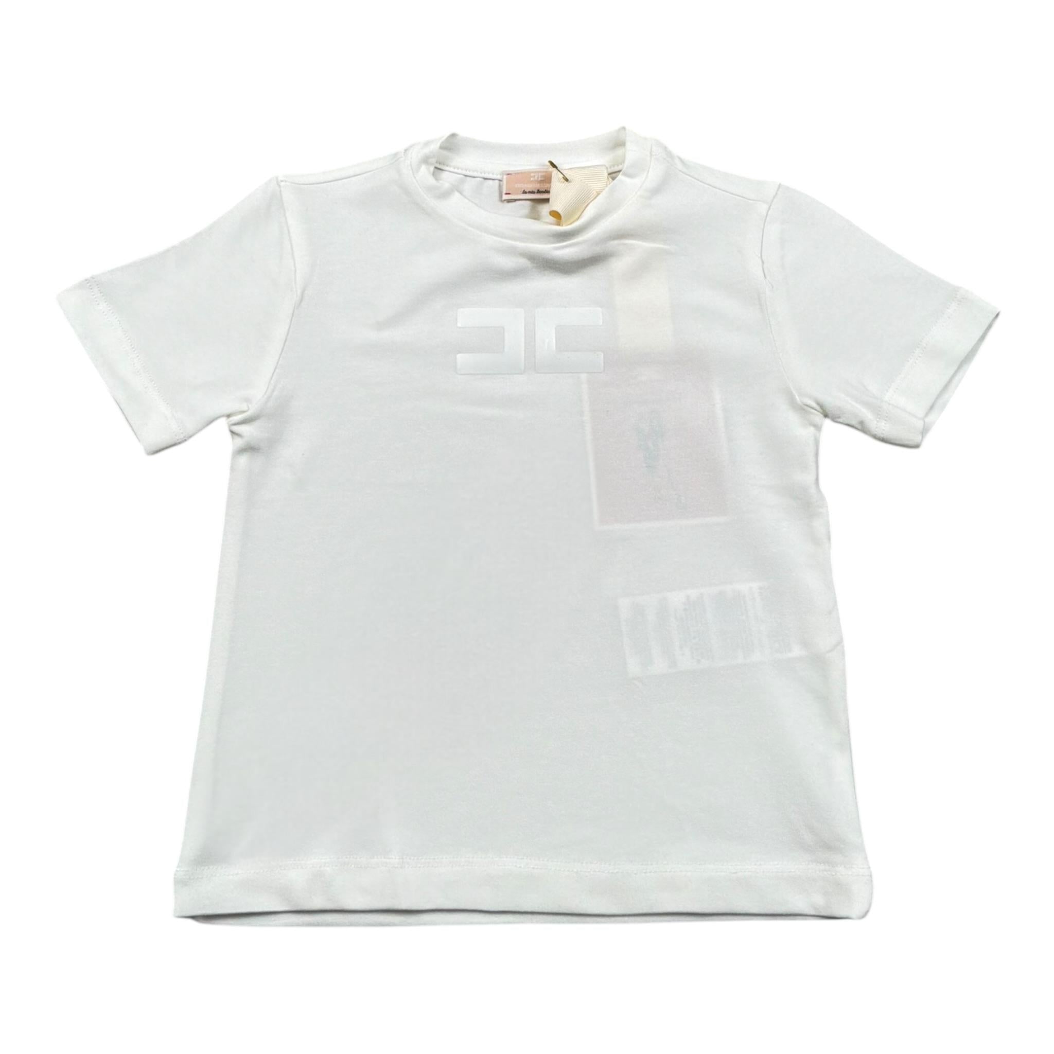 Elisabetta Franchi T-Shirt Girocollo Tinta Unita con Stampa per Neonata EGTS091N BIANCO ELISABETTA FRANCHI 