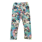 MOUSSE leggins tinta unita in velluto con stampa unicorno Azzurro per Neonata HKLBF361 AZZURRO MOUSSE 