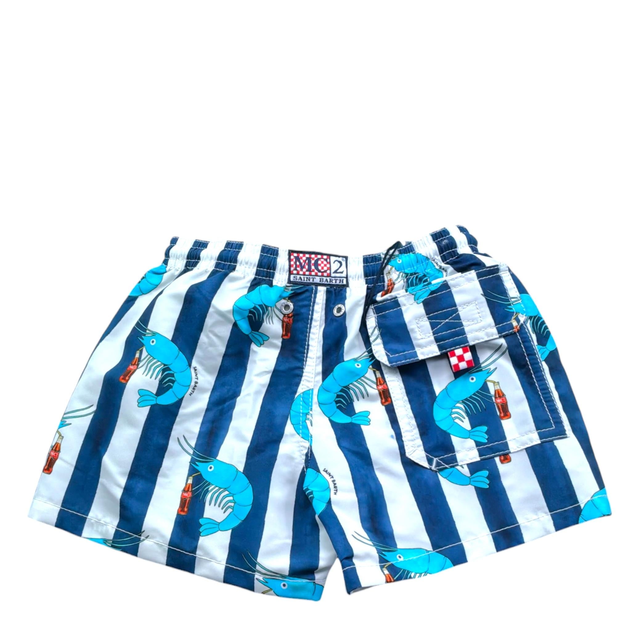 Saint Barth Costume Modello Boxer Tinta Unita con Stampa per Bambino SLURP BIANCO SAINT BARTH 