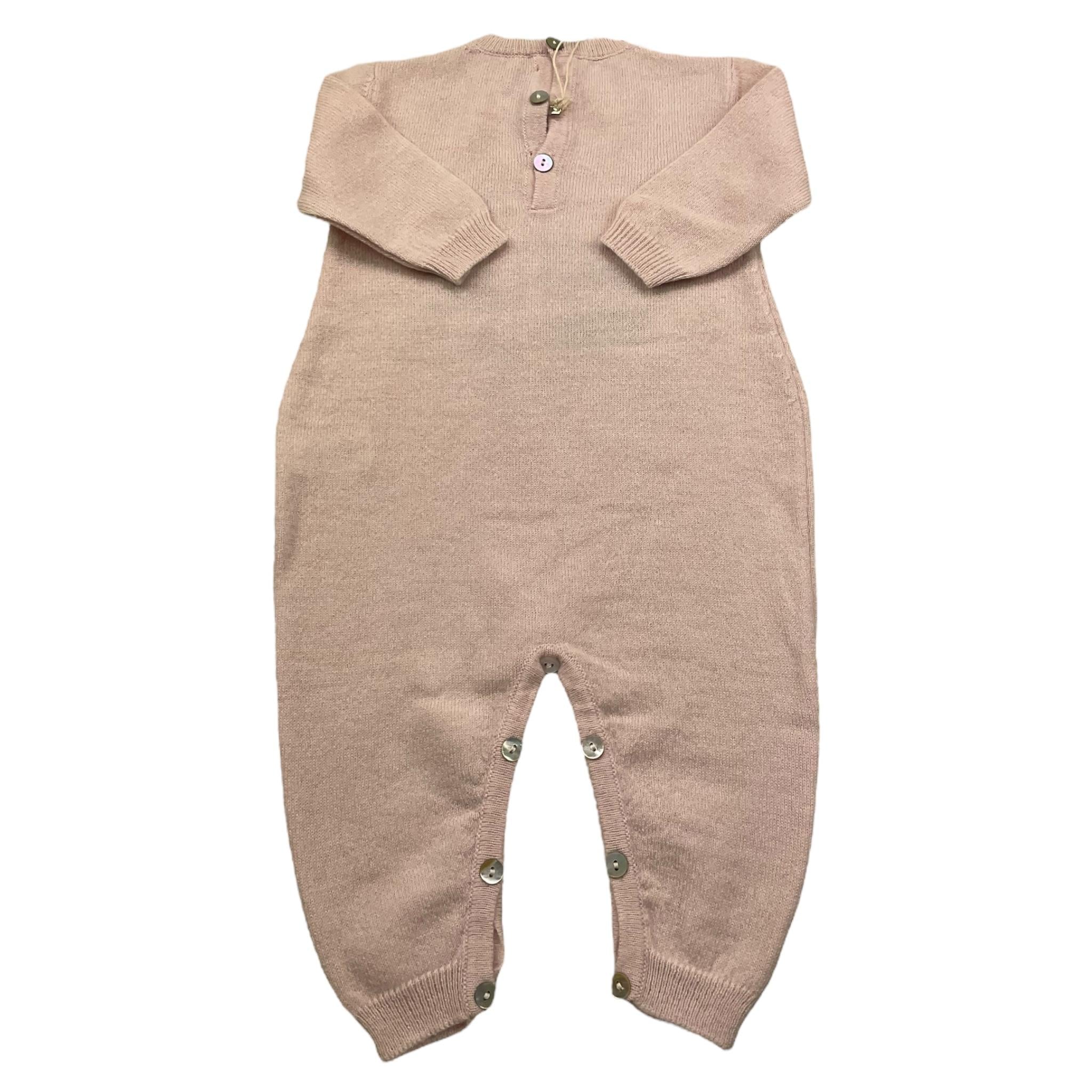 PER TE tutina manica lunga tinta unita con ricami Rosa per Neonata 44073 ROSA PER TE 