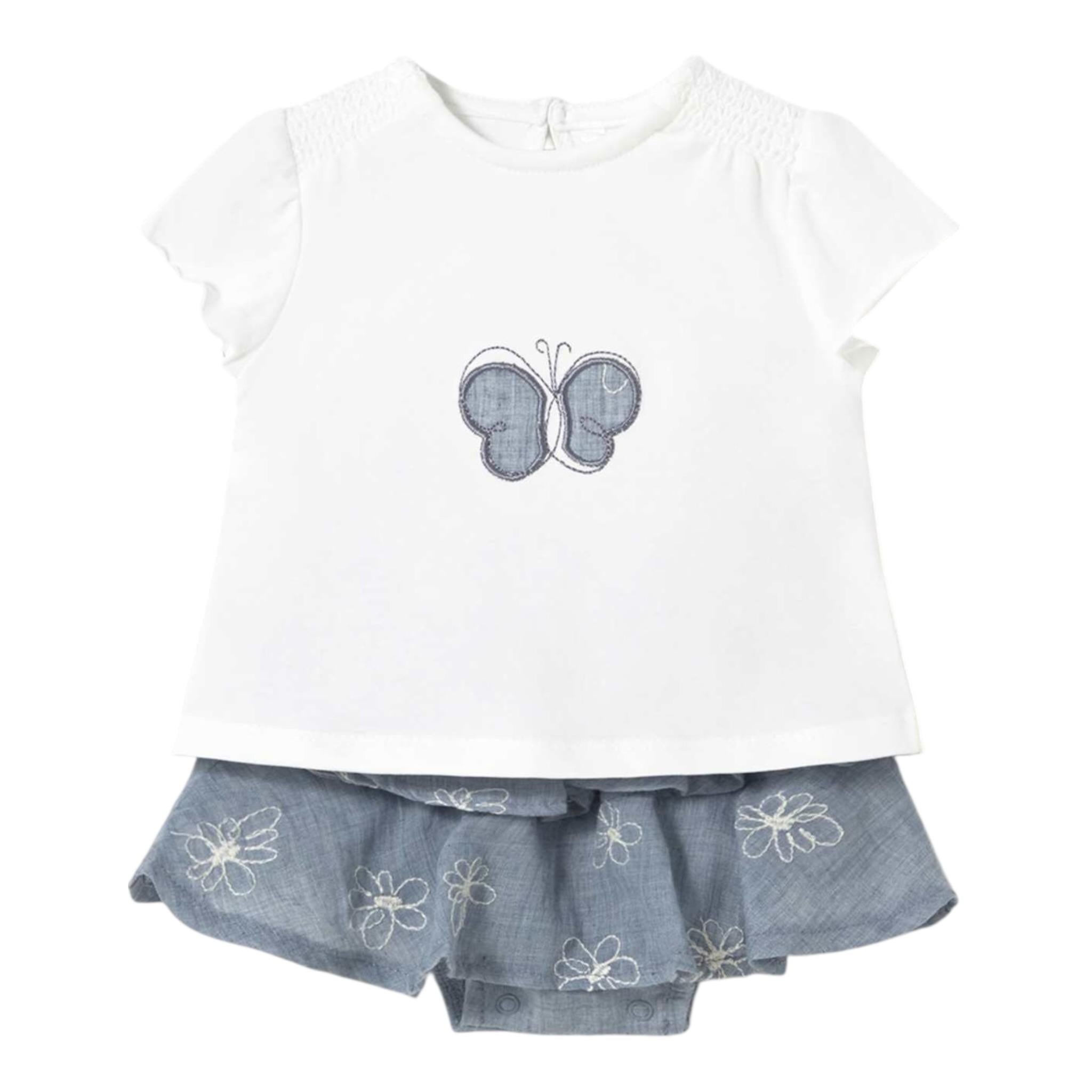 Mayoral Completo 2 Pezzi T-Shirt-Gonna con Coulotte Bicolore per Neonata IG0IG02906XPANNAX BIANCO/AZZURRO MAYORAL 