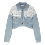 Twinset Giubbino In Denim Con Ricami Tinta Unita Azzurro Per Bambina