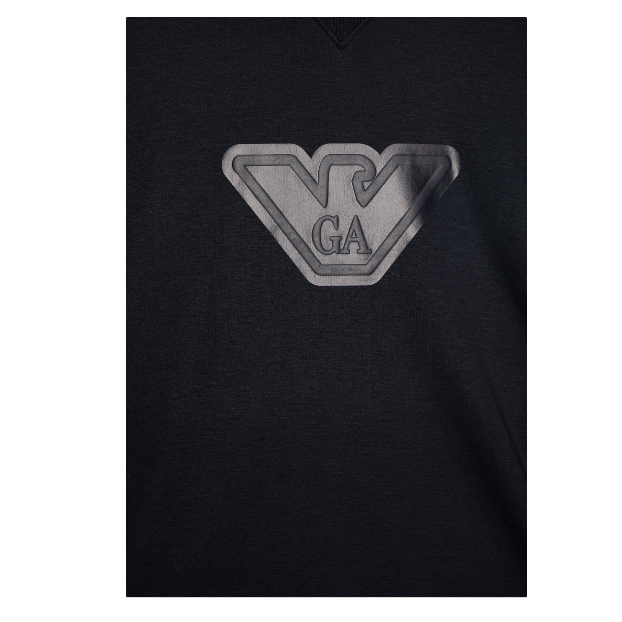 Emporio Armani T-Shirt Girocollo Tinta Unita con Logo per Bambino EB000170 NERO EMPORIO ARMANI 