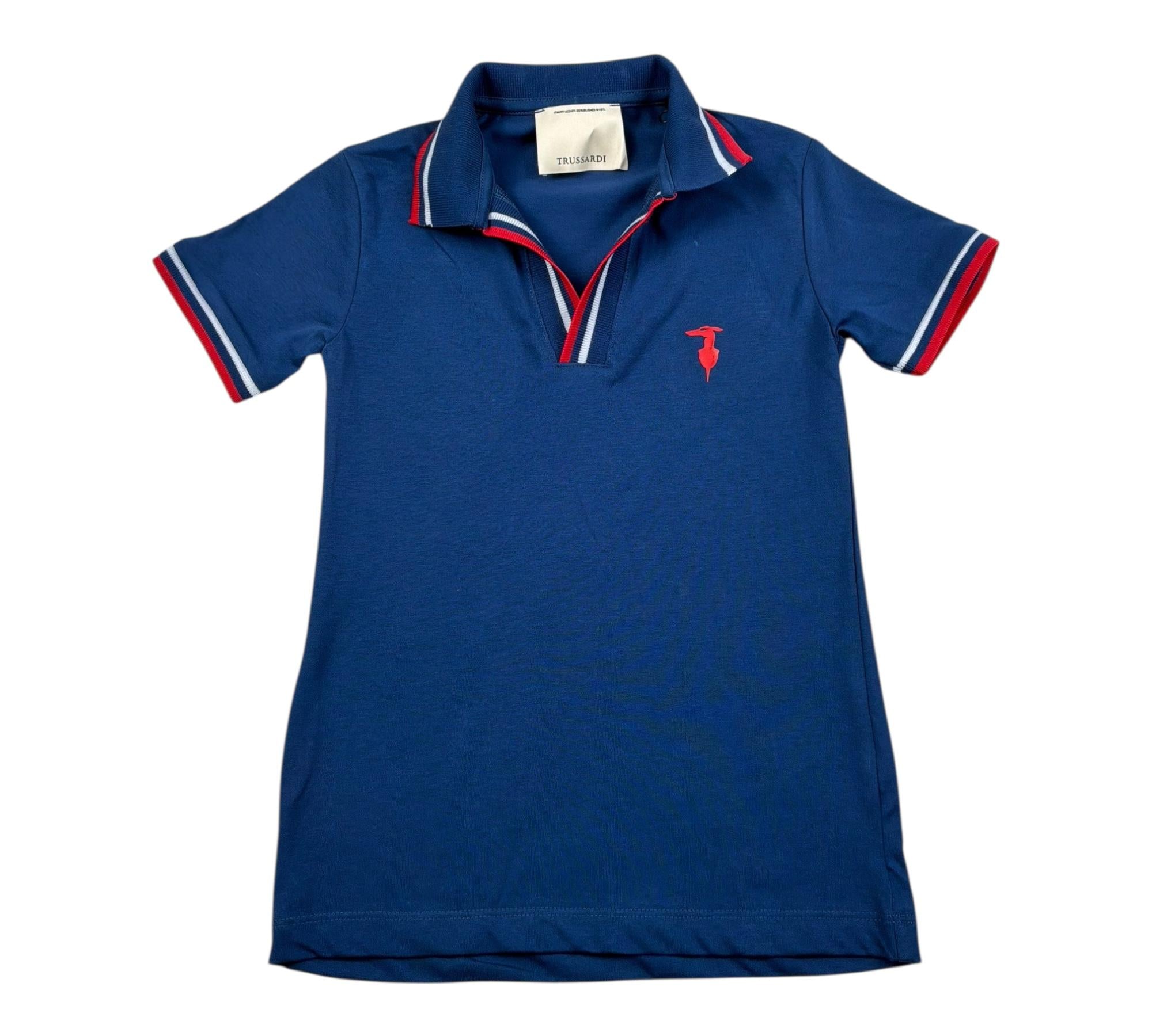 Trussardi Polo Mezza Manica Tinta Unita con Logo per Bambino TBP26003POJ BLU TRUSSARDI 
