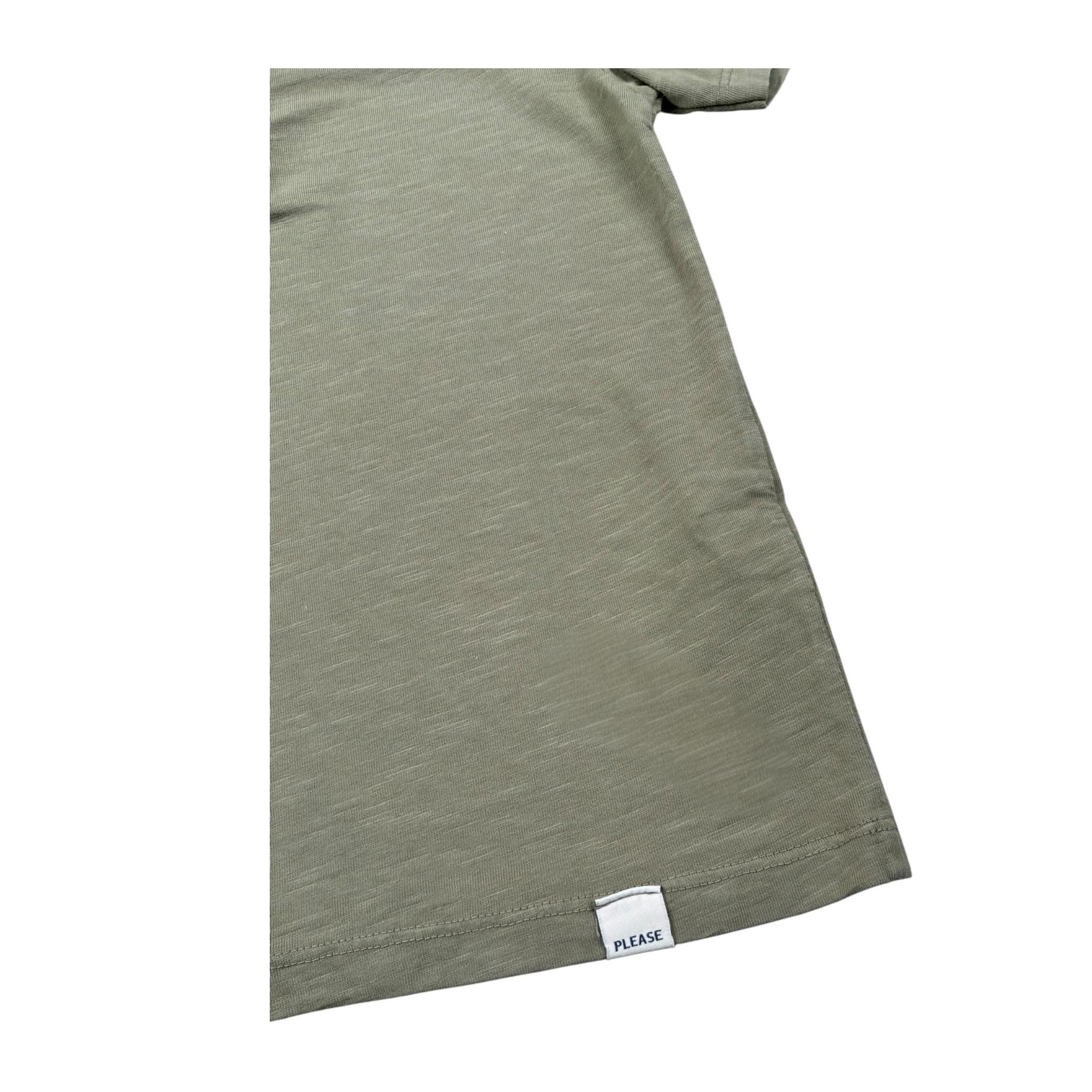 Please T-Shirt Tinta Unita con Bottoni per Bambino ME07030B72 VERDE PLEASE 