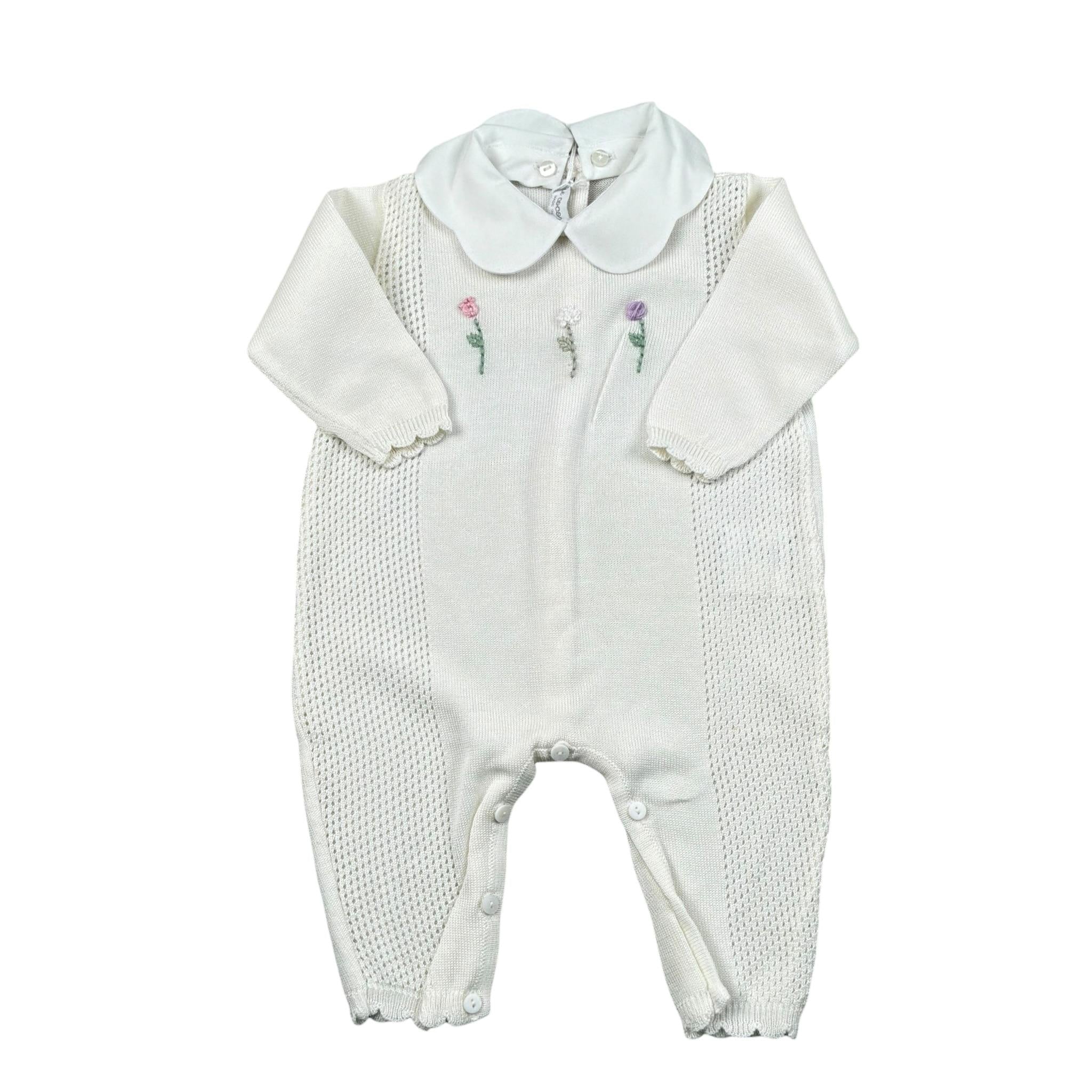 Le Coconne Tutina Tinta Unita con Ricami per Neonata LCN1940 PANNA LE COCONNE 